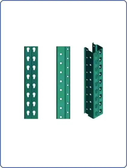 American teardrop style pallet racking system with heavy-duty upright frames and step beams in an industrial warehouse