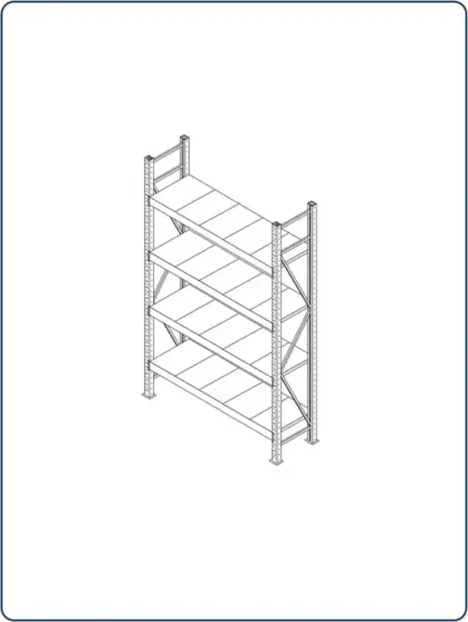 Industrial long span shelving system installed in a modern warehouse storing organized boxed inventory