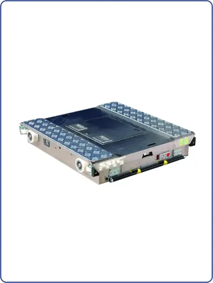 SSTC automated pallet shuttle operating inside high-density industrial racking channels