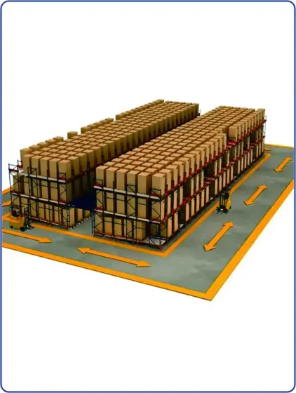 SSTC automated shuttle selection picking system operating within a high-density warehouse racking lane