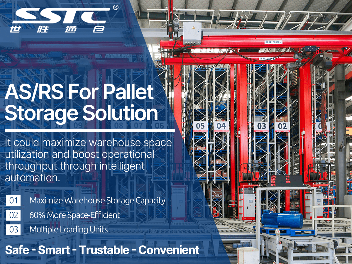 SSTC automated storage and retrieval system AS/RS stacker crane operating in a -30°C food and beverage cold chain warehouse