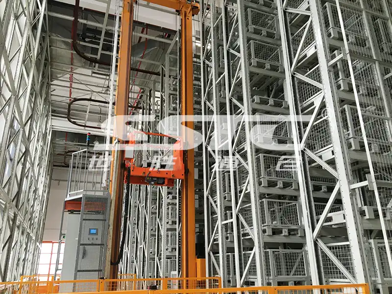 AI-driven warehouse control interface managing multi-tier AS/RS racking networks