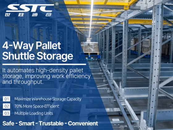 Factory-direct four-way pallet shuttle storage system deployed by SSTC Intelligence in a high-density automated distribution center