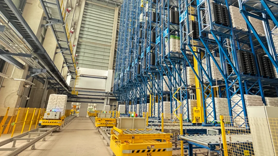 Double-Deep Pallet AS/RS robust steel racking structure engineered for heavy-duty palm oil storage