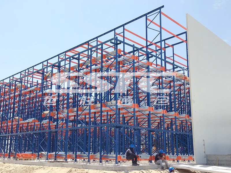Heavy-duty steel structure installation for an SSTC Intelligence Racking Supported Building engineered to strict FEM and seismic compliance standards.