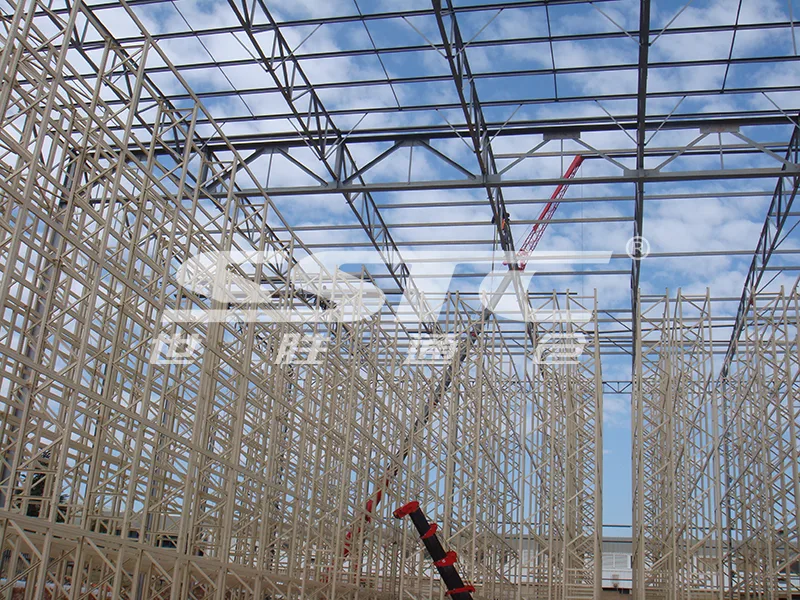 Internal structure of an SSTC Intelligence Racking Supported Building integrated with automated AS/RS stacker cranes for 24/7 high-density logistics.